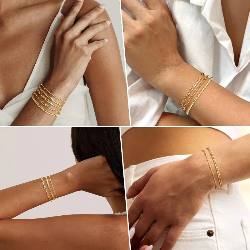 Gold Plated Stainless Steel Bracelet Set