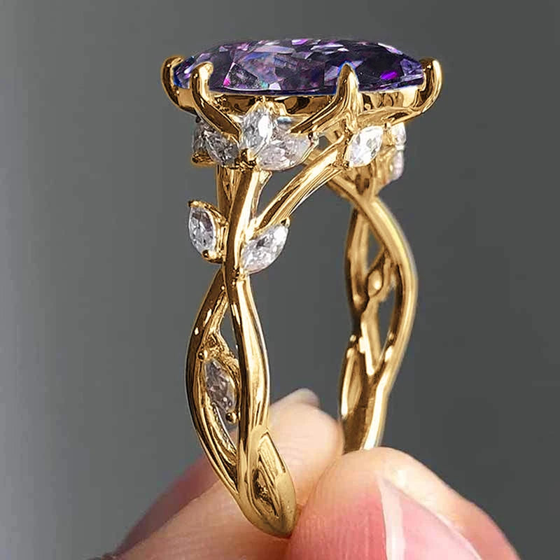 Gold Marquise Cut Zirconia Wedding Ring