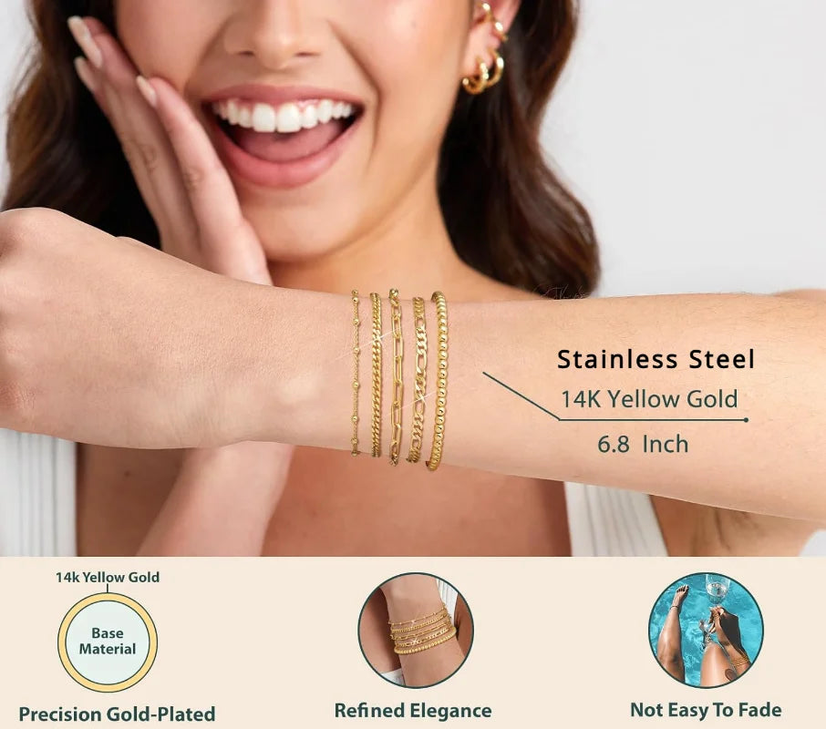 Gold Plated Stainless Steel Bracelet Set