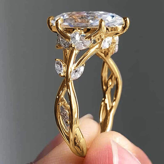 Gold Marquise Cut Zirconia Wedding Ring