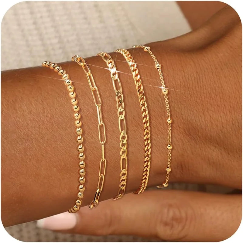 Gold Plated Stainless Steel Bracelet Set